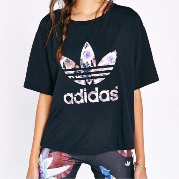 adidas flower logo t shirt